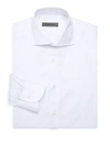 Corneliani Men's Textured Circles Pinstripe Dress Shirt In White