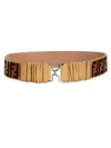 Fendi Leather Logo Belt In Camel Brown