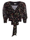 Ganni Women's Paradise Elm Floral Georgette Wrap Blouse In Black