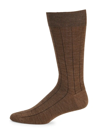 Saks Fifth Avenue Collection Wide Rib Wool-blend Crew Socks In Taupe