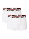 Moschino Pack Of Two Branded-waistband Stretch-cotton Trunks In White