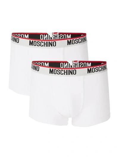 Moschino Pack Of Two Branded-waistband Stretch-cotton Trunks In White