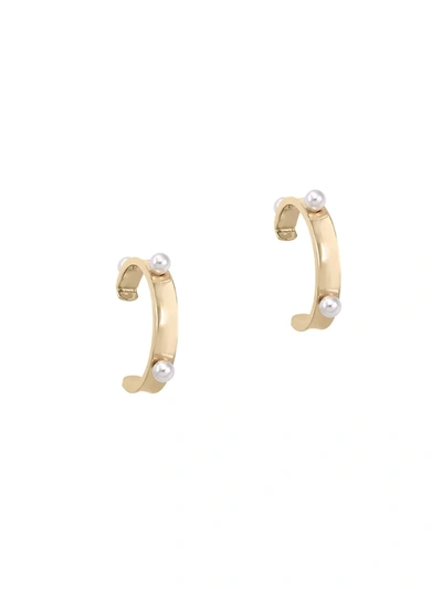 Majorica Circle White Round Faux Pearl & Stainless Steel Earrings In Gold