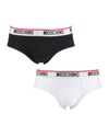 Moschino Pack Of Two Branded-waistband Stretch-cotton Briefs In Black Multi
