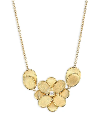Marco Bicego Petali 18k Yellow Gold & Diamond Flower Pendant Necklace
