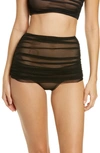 Norma Kamali Mesh Bill High-waist Bikini Bottom In Black Mesh