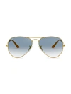 Ray Ban 55mm Aviator Sunglasses In Blue