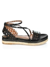 Alaïa Women's Laser Cut Leather Platform Espadrille Sandals In Black