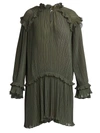 Kenzo Women's Micro-pleated Dress In Dark Khaki