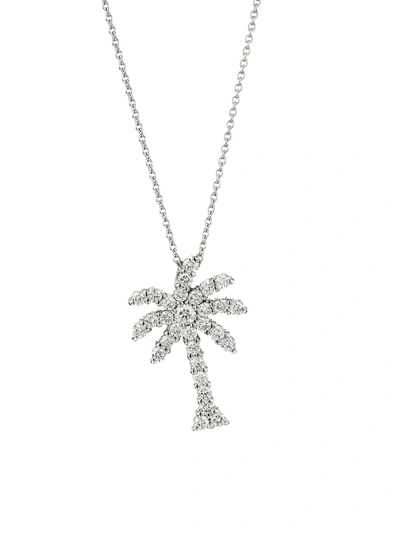 Roberto Coin Tiny Treasures 18k White Gold & Diamond Palm Tree Pendant Necklace
