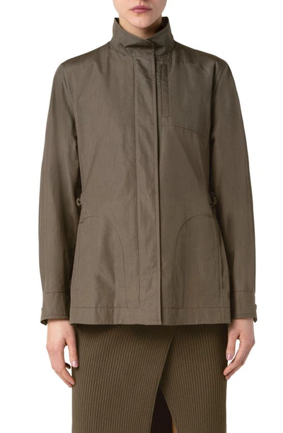 Akris Punto Cotton Poplin Cargo Jacket In Black Cream