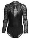 Jonathan Simkhai Women's Sateen Lingerie Lace Bodysuit In Black