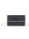 Valentino Garavani Garavani Rockstud Leather Wallet-on-chain In Black