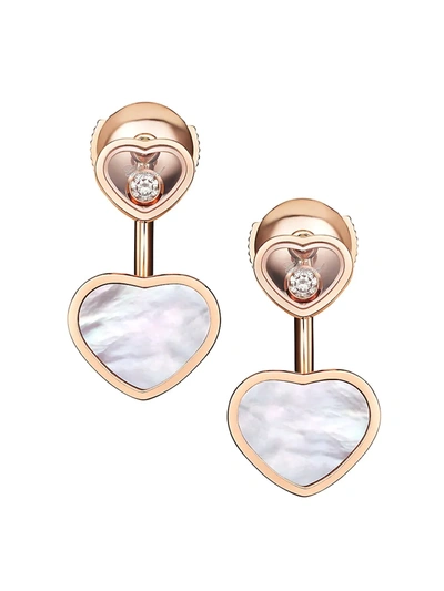 Chopard Happy Hearts 18k Rose Gold, Diamond & Mother-of-pearl Earrings