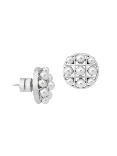 Majorica Women's Allegra Faux-pearl & Stainless Steel Cage Stud Earrings In White