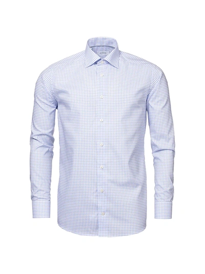 Eton Contemporary-fit Natural Stretch Check Shirt In Light Blue
