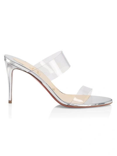 Christian Louboutin Just Nothing Pvc & Metallic Leather Mules In Silver