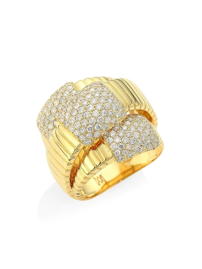 Alberto Milani Via Brera 18k Yellow Gold & Diamond Triple Layer Ring