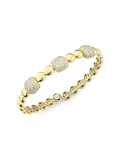 Alberto Milani Via Brera 18k Gold & Diamond Dot Disc Bangle Bracelet