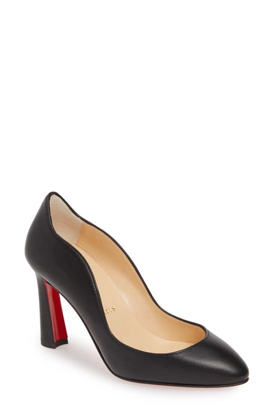Christian Louboutin Agneska Scallop Leather Red Sole High-heel Pumps In Black