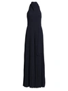 Halston Cowlneck Wide Flowy-leg Jumpsuit In Dark Navy