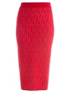 Fendi Women's Ff Jacquard Logo Knit Midi Skirt In Red