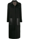 Fendi Women's Ff Logo Reversible Wool Coat In Black