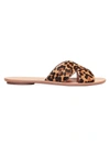 Loeffler Randall Women's Claudie Flat Leopard-print Calf Hair Sandals