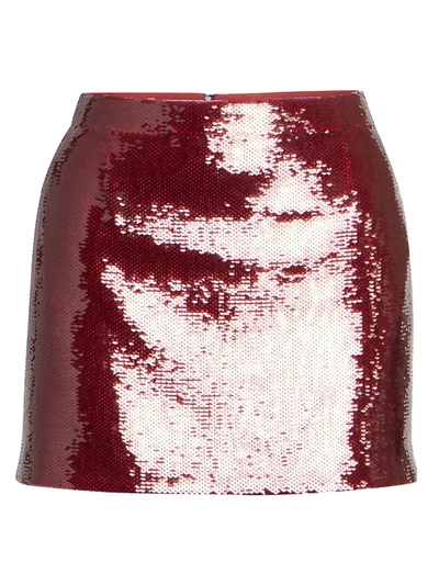 Saint Laurent Women's Sequined Mini Skirt In Rouge