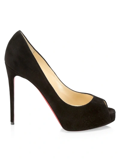 Christian Louboutin Very Priv Peep-toe Suede Pumps In Black