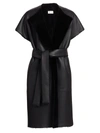 The Row Women's Jill Reversible Shearling Wrap Coat In Black