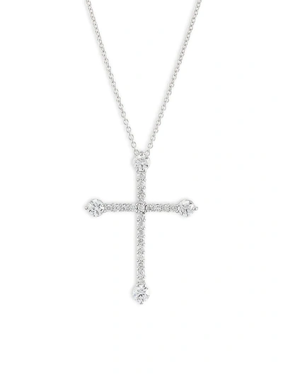 Roberto Coin 18k White Gold Diamond Cross Pendant Necklace