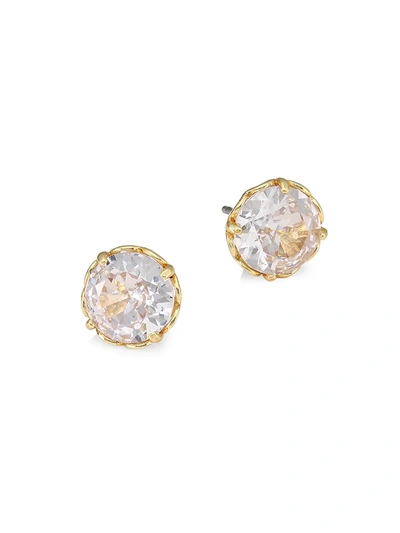 Kate Spade Round Faceted Mini Stud Earrings In Clear Gold