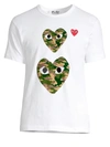 Comme Des Garçons Play Double Camo Logo T-shirt In White