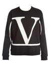 Valentino Men's Go Logo Crewneck Pullover In Black White