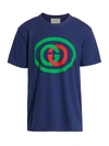 Gucci Men's Cotton Jersey Tee In Inchiostro Green Red