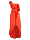 Alexis Women's Ruffled Silk High-low Dress In Red