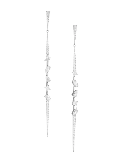 Adriana Orsini Women's Rhodium-plated Silver & Cubic Zirconia Tivoli Pointy Linear Earrings
