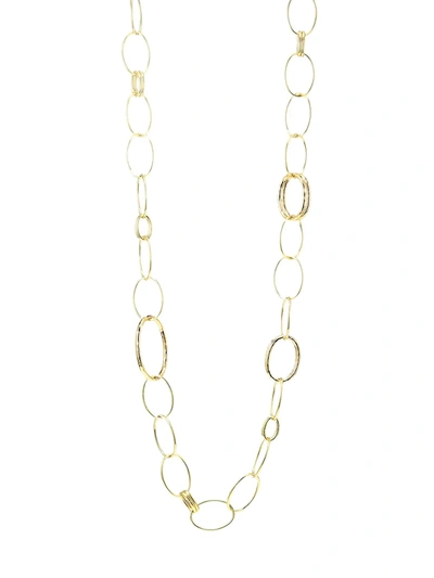 Ippolita Classico Long 18k Yellow Gold Hammered Bastille Link Necklace
