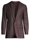 Isaia Men's Plaid Wool, Cashmere, Silk & Linen Single-breasted Blazer In Brown