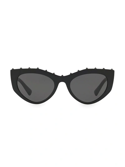 Valentino Individual 53mm Studded Cateye Sunglasses In Black