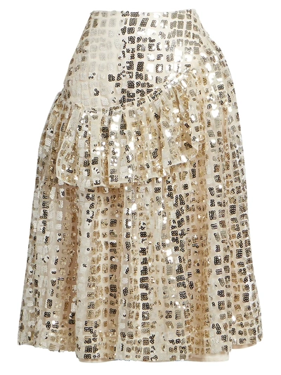 Simone Rocha Sequined Drop-waist Skirt In Gold