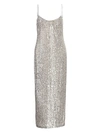 Galvan Women's Glitter Built-in Bustier Midi Slip Dress In Platinum