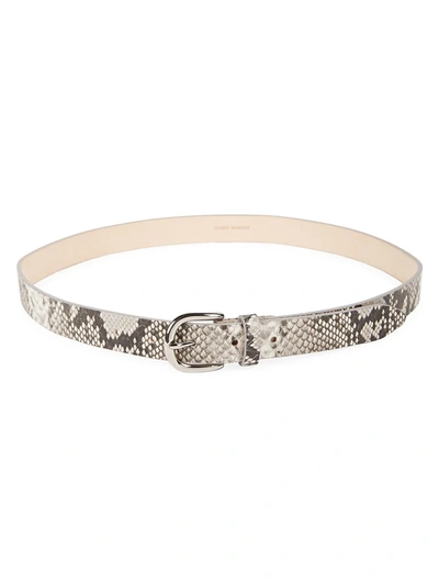Isabel Marant Women's Zap Exotic Python Printed Leather Belt In Chalk