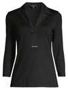 Lafayette 148 Women's Magda Half Placket Shirt In Black