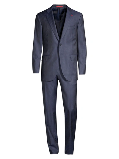 Isaia Regular-fit Pinstripe Wool Suit In Blue