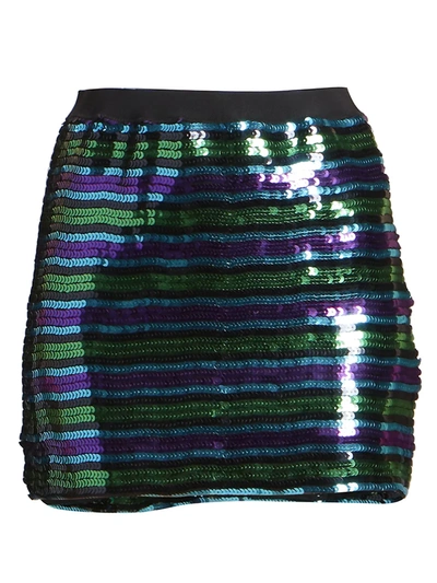 The Marc Jacobs The Disco Sequin Stripe Mini Skirt In Purple Multi