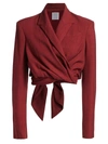 Rosie Assoulin Women's Cropped Tie Jacket In Brick Red