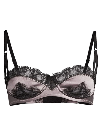 Kiki De Montparnasse Lace Inset Balconette Bra In Silver Black