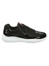 Prada Men's America's Cup Patent Leather & Technical Fabric Sneakers In Nero Bianco